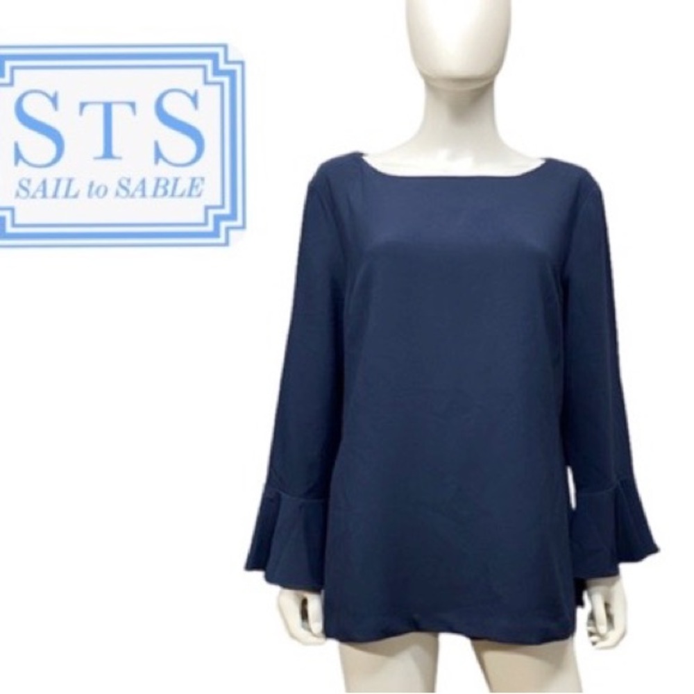 Sail To Sable Navy Blue Bell Sleeve Top.  XS